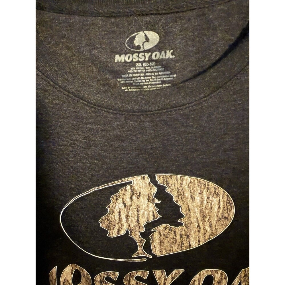 Mossy Oak Pullover Sweatshirt Men's 2X Long Sleeve Gray Camouflage Logo Graphic - Picture 3 of 3